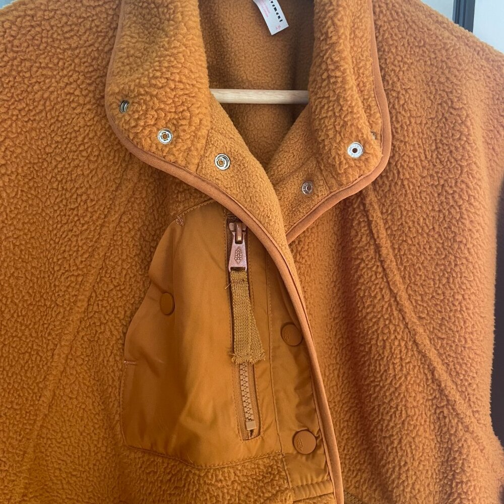 Free People Hit the Slopes Fleece Jacket in Russet Orange, Women's Small - Picture 4 of 6